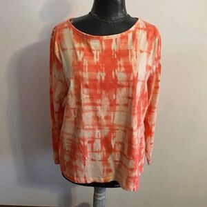 Calvin Klein Orange/White crew neck tie dye top, size 1X